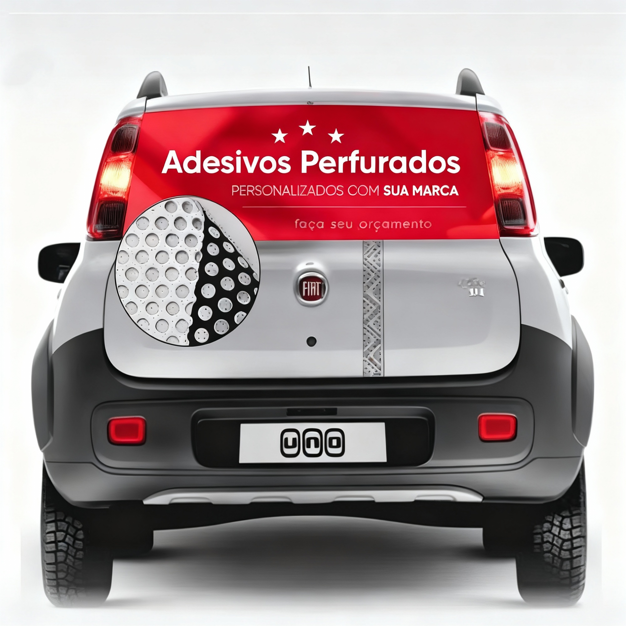 Adesivo perfurado aplicado